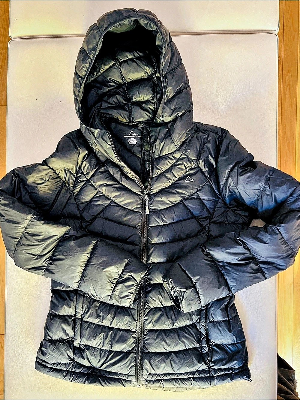 Paradox Women's Packable Down Puffer Jacket Black Hooded